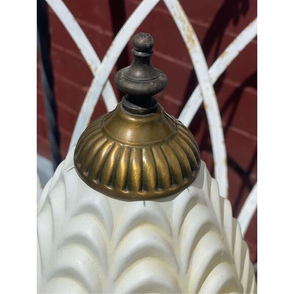 Mid Century White Ruffled Drapery Light Shades Frosted Hollywood Regency - Picture 3 of 5